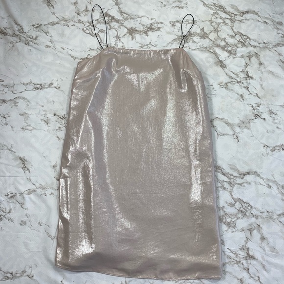 Topshop Pink Metallic Romantic Cocktail Dress - Picture 3 of 6